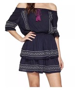 Romeo &amp; Juliet Couture Peasant Off Shoulder Medium Navy Blue Dress - $47.05 CAD