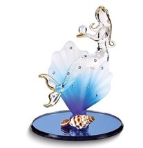 Glass Baron Mermaid on Shell Handcrafted Glass Figurine with 22k Gold Trim - $48.00