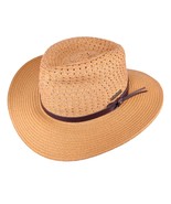 Mens Tan Safari Hat Vented Woven Paper Straw Outback Size M Unisex Faux ... - £23.64 GBP