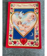 Hallmark Card Happy Valentines Day Cherub Angel Hearts Postcard Vintage  - £3.72 GBP