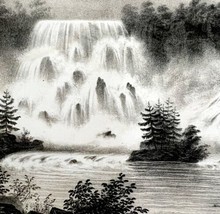 Oregon Trail Snake River 1850 Hand Lithograph Victorian Waterfalls DWAA1B - £47.89 GBP