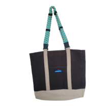 Kavu Brown Cotton Tote Bag w Blue Rope Handles - £21.99 GBP