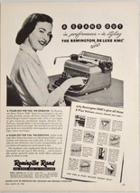 1948 Print Ad Remington-Rand Deluxe KMC Typewriters Happy Typist at Work - £14.12 GBP