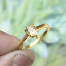 Solid 925 Sterling Silver Citrine Gemstone Yellow Gold Handmade Ring - $11.50