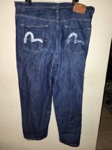 EVISU White seagull Japanese Salvage Baggy Denim  Jeans Size 42x33 Zippe... - $169.75