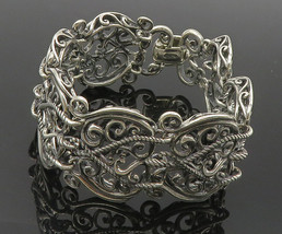 Carolyn Pollack Relios 925 Silver - Vintage Open Swirl Chain Bracelet - BT4193 - £185.57 GBP