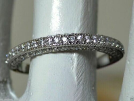 Half Eternity Ring 0.50Ct Round Moissanite Wedding Band 14k White Gold Size 5.5 - £190.88 GBP
