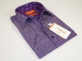 Men Premium Quality Soft Linen Sports Shirt INSERCH Short Sleeves SS717 Purple image 2