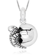 925 Sterling Silver 3D Baby Sea Turtle New Born Pendant Necklace 18&#39; For... - £69.24 GBP