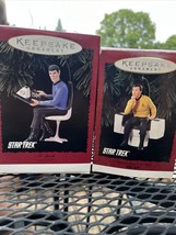 2 Hallmark Keepsake Ornaments 1995 Captain James T. Kirk Star Trek 1996 Mr Spock - £26.97 GBP