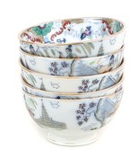 5 Antique Regout Timor Chinese Gold Rimmed Noodle Bowls Transferware BEA... - €171,98 EUR