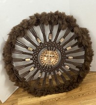 Vintage 70s Macrame Fringe Large Wall Hanging Bohemian Mandala Celestial Sun - $63.58