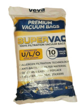 Veva SuperVac Vacuum Bags 10 Pk 100% Filtration For U/L/O Style Vacuums Set of 2 - £14.11 GBP