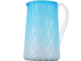 Antique Blue Mother of pearl satin glass pitcher - $282.15