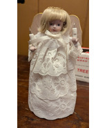 VTG Christmas Angel Illuminated Tree Topper Porcelain Head &amp; Hands Soft ... - $29.02