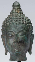 Antico Thai Stile Chiang Saen a Cavallo Bronzo Buddha Testa - 18cm/17.8cm - £201.30 GBP