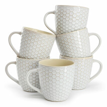 Elama Honeycomb 6 Piece 15 Ounce Mug Set in White - $67.99