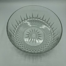 Arcoroc Clear 9&quot; Crystal Serving Bowl Starburst Diamond Large Salad Fruit France - £12.46 GBP