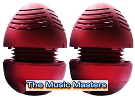 2 Pack Egg Shape Stereo Audio Tumbler SPEAKER Rechargeable USB 3.5mm Wired Red - £10.25 GBP