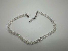 Vintage Iridescent Crystal Bead Necklace 13”-14.5” - $15.18 CAD