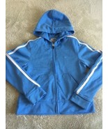 Champion Girls Blue Hooded Athletic Jacket White Sleeve Stripe Pockets XS - €5,57 EUR