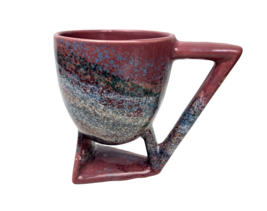 Charles Nalle Abstract Drip Glaze Art Pottery Mug Cup Signed Modern Memp... - $39.99