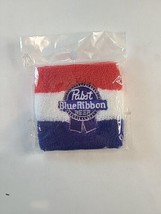 New Pabst Blue Ribbon Beer Red White &amp; Blue Embroidered Sweat Wristband - £5.08 GBP