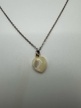 Vintage Sterling Silver Mother Of Pearl Heart Pendant Necklace 18” - £9.51 GBP