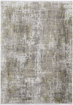 5' X 8' Green Gray And Ivory Abstract Area Rug With Fringe - $649.49