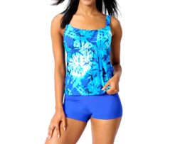 Kim Gravel x Swimsuits for All Tankini Set &amp; Bike Shorts- Dazzle Tie Dye... - £23.32 GBP