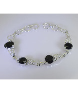 comely Black Onyx 925 Solid Sterling Silver Black Bracelet Natural simpl... - $32.66