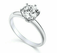 1.50 Ct Round Solitaire Moissanite Engagement Wedding Ring 14K White Gold Plated - £73.34 GBP