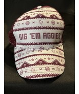 Gig ‘Em Aggies Texas A&amp;M Snapback Trucker Hat Maroon &amp; White Holiday Pat... - $27.37 CAD