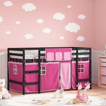 Kids&#39; Loft Bed with Curtains Pink 80x200cm Solid Wood Pine - £124.86 GBP