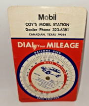 MOBIL DIAL Your MILEAGE CALCULATOR COYS STATION Canadian Texas gallons m... - $10.69