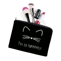 Cosmetic Bag with Pendant Cute Cat Printed Small Makeup Bags Travel Toiletry Bag - £10.37 GBP