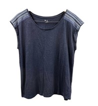 GAP Blouse Womens Large Sleeveless Tapestry Navy Blue Pullover Top Summertime - £13.40 GBP