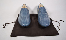 Nicole Simon Mens Loafer Leather Croc Print Blue Slip On 8 - £78.21 GBP