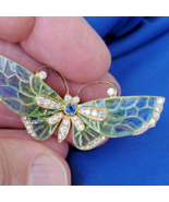 Earth mined Diamond Sapphire Deco Plique a Jour Enamel Brooch Filigree 1... - $18,045.25