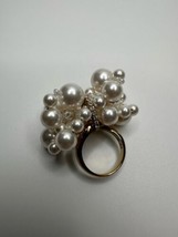 Vintage Swarovski Faux Pearl Crystal $150 Gold Ring Size 7.5 - £47.48 GBP