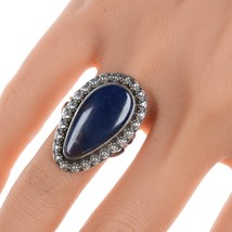 Sz8 Wilson Padilla Navajo Silver and dark blue Azurite or Jasper ring - $143.55