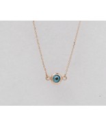 Evil Eye Necklace-14k Gold Necklace-Solid Gold Evil Eye-Dainty Gold Neck... - $4,399.28 MXN