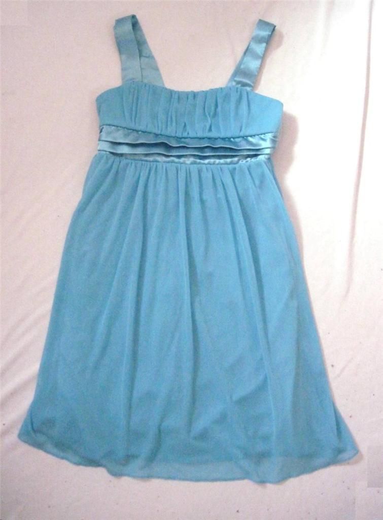 Girl Size M 8-10 Ruby Rox Blue Party Dress High Waist Sleeveless Knee Length - $11.65
