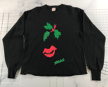 Vintage Christmas Crew Neck Sweatshirt Womens Large Black Graphic Mistle... - $18.49