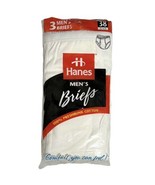 Vtg 1990&#39;s Hanes Briefs 3 Pack 100% Preshrunk Cotton White USA New Mens ... - £22.39 GBP