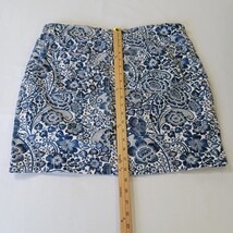 Elastic Waist Women's 14 Blue/White Cotton Blend Floral Pull-On Skirt Waist 36" image 9
