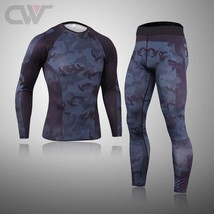 Men Compression Sets MMA Long Sleeve T-Shirt Men&#39;s Tight Pants Fitness Bodybuild - £94.73 GBP