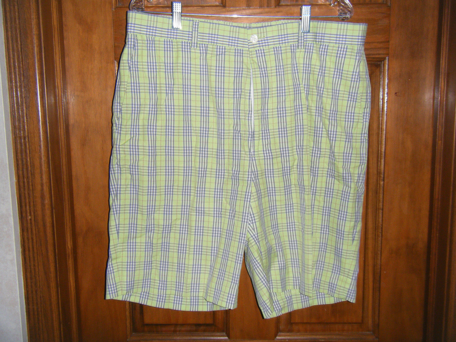 Primary image for Fairway & Greene Lime Green Plaid Golf Shorts - Size 36 Waist