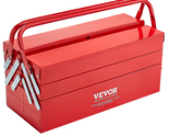 VEVOR 18" 3-Tier 5-Tray Folding Tool Chest Lock Hole Powder Steel Red - $39.90