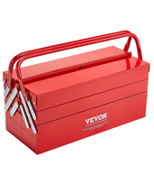 VEVOR 18" 3-Tier 5-Tray Folding Tool Chest Lock Hole Powder Steel Red - $39.90